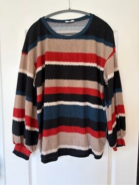 EUC SPLA Striped Oversized Knit Sweater Large Balloon Sleeve